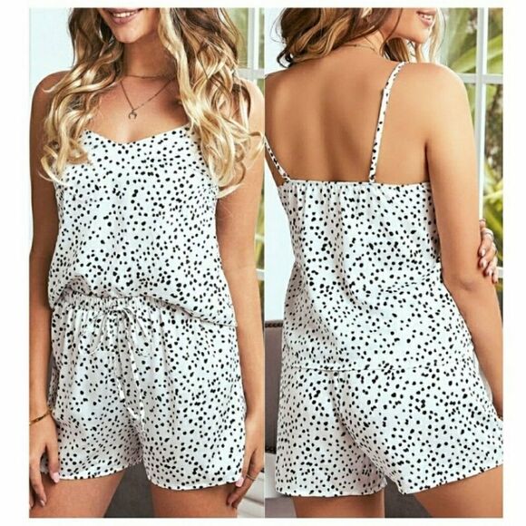 Satiny Polka Dot Cami & Shorts Set - Picture 1 of 8